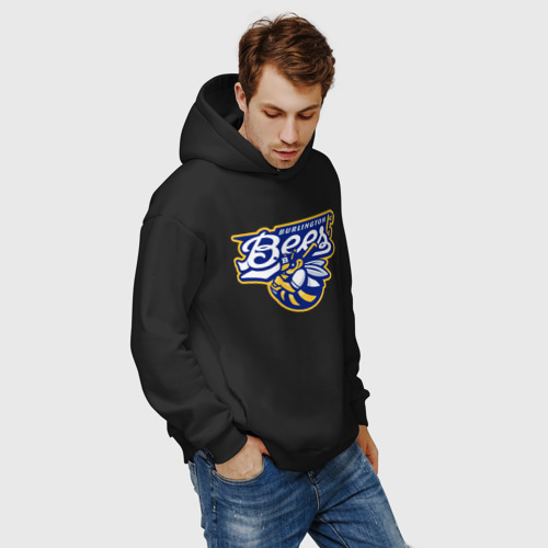 Мужское худи Oversize хлопок Burlington bees - baseball team, цвет черный - фото 7