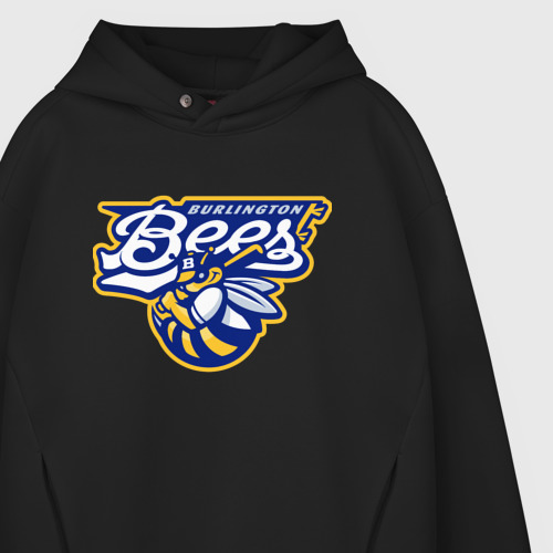 Мужское худи Oversize хлопок Burlington bees - baseball team, цвет черный - фото 4