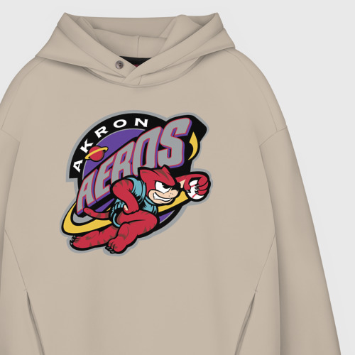 Мужское худи Oversize хлопок Akron aeros - baseball team, цвет миндальный - фото 4