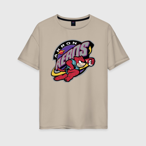 Женская футболка хлопок Oversize Akron aeros - baseball team, цвет миндальный