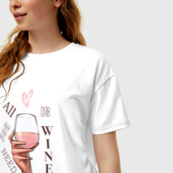 Женская футболка хлопок Oversize Rose wine - фото 2