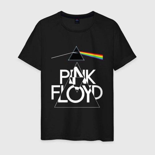 Мужская футболка из хлопка с принтом Pink Floyd logo Пинк флойд, вид спереди №1