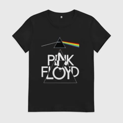 Женская футболка хлопок Pink Floyd logo Пинк флойд
