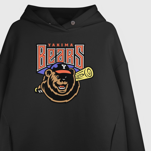 Женское худи Oversize хлопок Yakima Bears - baseball team, цвет черный - фото 3