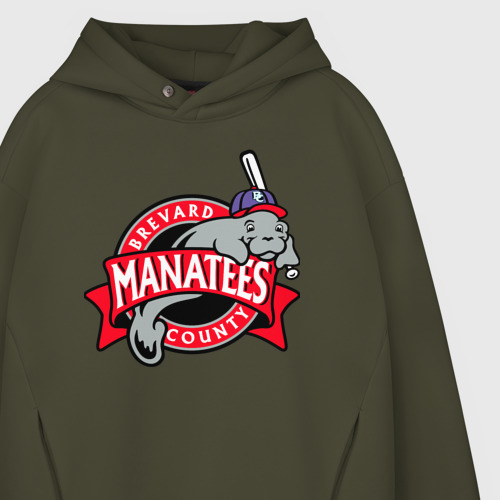 Мужское худи Oversize хлопок Brevard County Manatees - baseball team, цвет хаки - фото 4