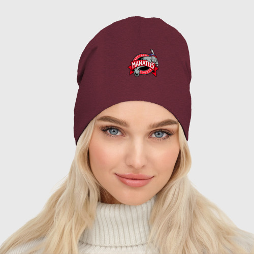 Женская шапка демисезонная Brevard County Manatees - baseball team, цвет меланж-бордовый - фото 3