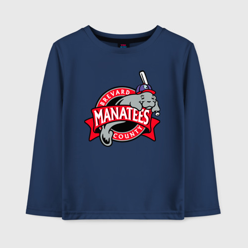 Детский лонгслив хлопок Brevard County Manatees - baseball team, цвет темно-синий