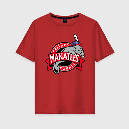 Женская футболка хлопок Oversize Brevard County Manatees - baseball team, цвет красный