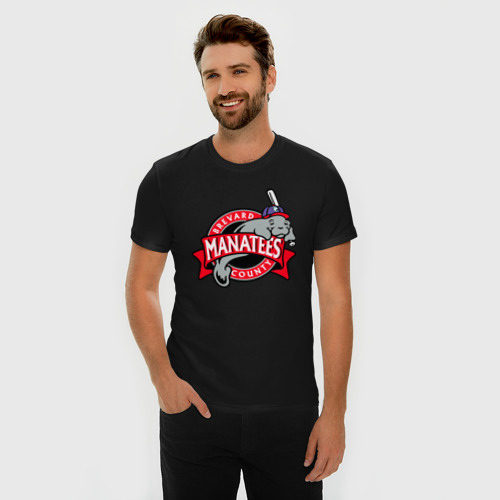 Мужская футболка хлопок Slim Brevard County Manatees - baseball team, цвет черный - фото 3