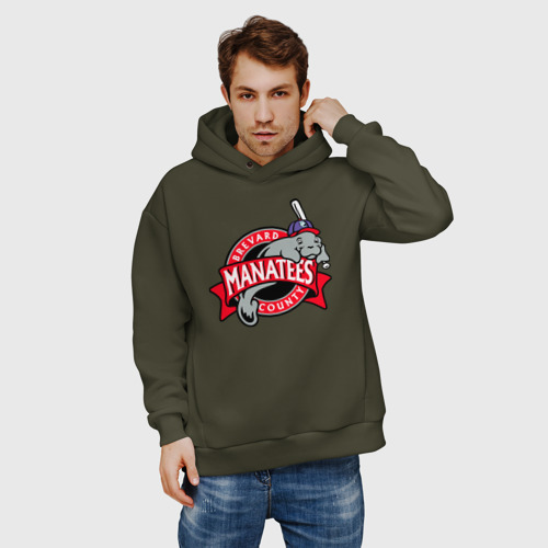 Мужское худи Oversize хлопок Brevard County Manatees - baseball team, цвет хаки - фото 3