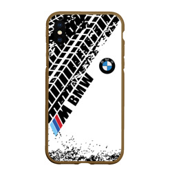 Чехол для iPhone XS Max матовый BMW следы шин