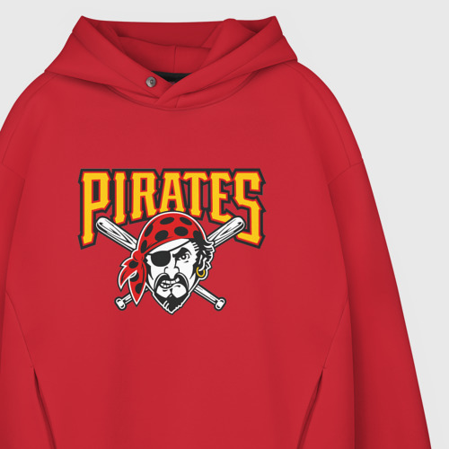 Мужское худи Oversize хлопок Pittsburgh Pirates - baseball team, цвет красный - фото 4