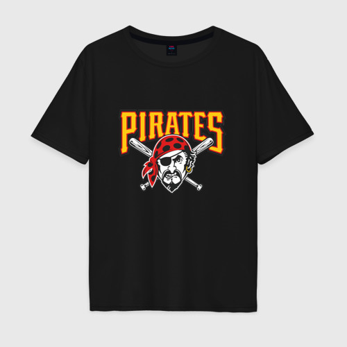 Мужская футболка хлопок Oversize Pittsburgh Pirates - baseball team, цвет черный