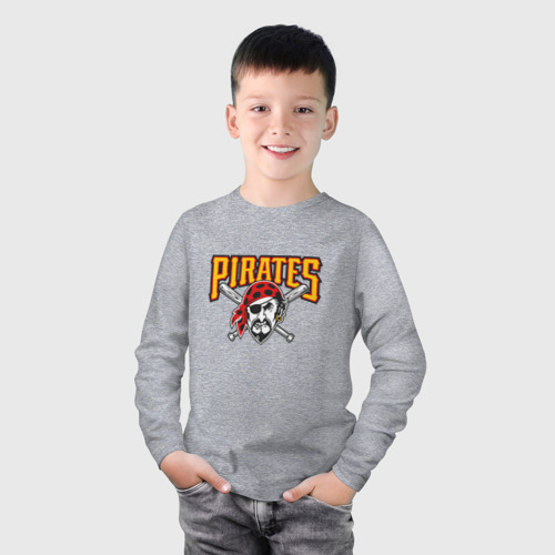 Детский лонгслив хлопок Pittsburgh Pirates - baseball team, цвет меланж - фото 3