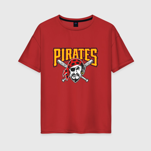 Женская футболка хлопок Oversize Pittsburgh Pirates - baseball team, цвет красный