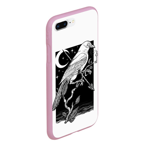 Чехол для iPhone 7Plus/8 Plus матовый Оккультный ворон, цвет розовый - фото 3