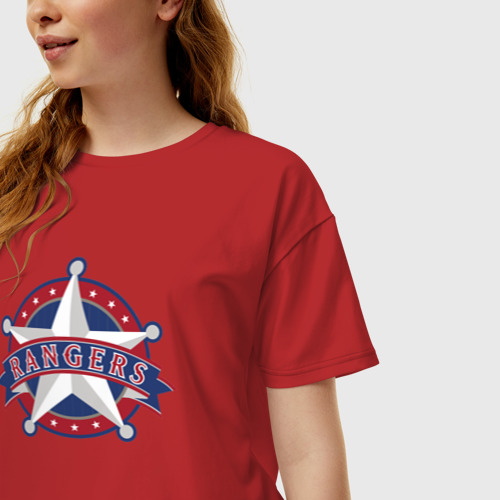 Женская футболка хлопок Oversize Texas Rangers - baseball team, цвет красный - фото 3