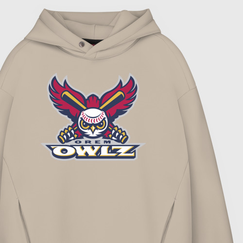 Мужское худи Oversize хлопок Orem Owlz - baseball team, цвет миндальный - фото 4