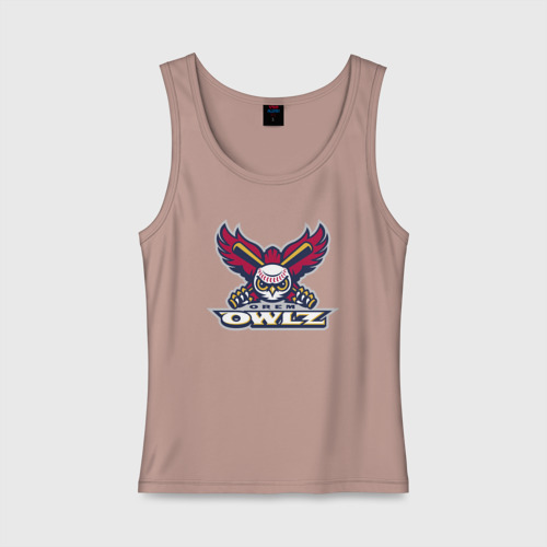 Женская майка хлопок Orem Owlz - baseball team, цвет пыльно-розовый