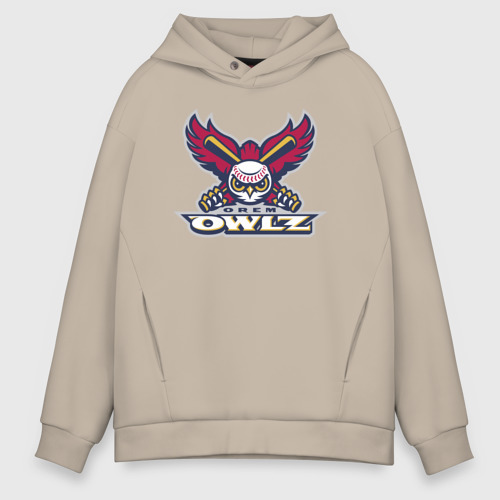 Мужское худи Oversize хлопок Orem Owlz - baseball team, цвет миндальный