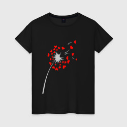 Женская футболка хлопок Одуванчик из сердечек