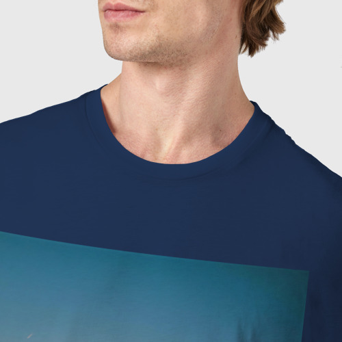 Мужская футболка хлопок Силуэт в закате, цвет темно-синий - фото 6