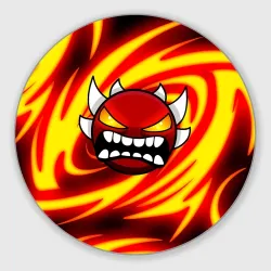 Круглый коврик для мышки Огненный демон geometry Dash fire level
