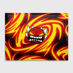 Обложка для студенческого билета Огненный демон geometry Dash fire level