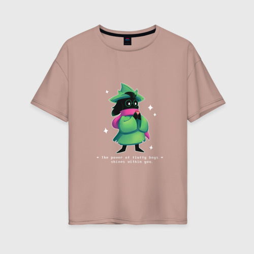 Женская футболка хлопок Oversize Ralsei, цвет пыльно-розовый