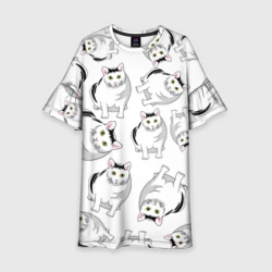 Детское платье 3D Котики мем Мяу