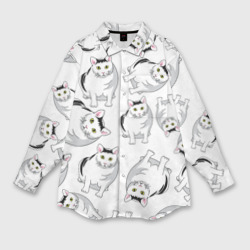 Котики мем Мяу – Рубашка оверсайз с принтом купить