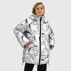 Женская зимняя куртка Oversize Котики мем Мяу - фото 2