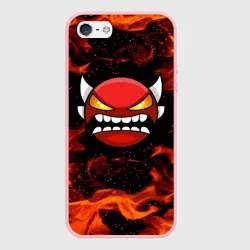 Чехол для iPhone 5/5S матовый Геометри Дэш огонь Geometry Dash