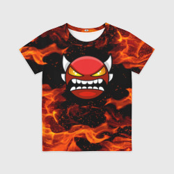 Детская футболка 3D Геометри Дэш огонь Geometry Dash