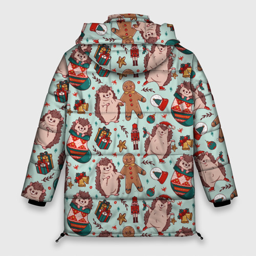Женская зимняя куртка Oversize Новогодний ёжик и щелкунчик, цвет светло-серый - фото 2