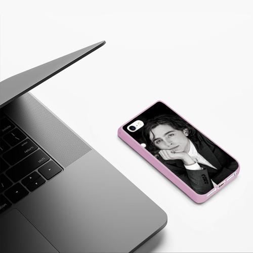 Чехол для iPhone 5/5S матовый Шаламе фон блестки, цвет розовый - фото 5