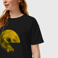 Женская футболка хлопок Oversize Pac-man moon Пакмен луна - фото 2