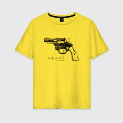 Женская футболка хлопок Oversize Andy Warhol revolver sketch