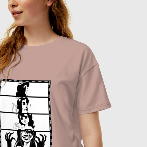 Женская футболка хлопок Oversize Alice Angel Bendy and the ink machine, цвет пыльно-розовый - фото 3