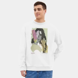Мужской свитшот oversize без начеса хлопок Andy Warhol - Mick Jagger sketch - фото 2