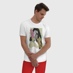 Мужская пижама с белой футболкой хлопок Andy Warhol - Mick Jagger sketch - фото 2