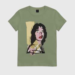 Женская футболка хлопок Andy Warhol - Mick Jagger pop art
