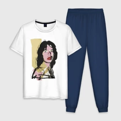 Мужская пижама с белой футболкой хлопок Andy Warhol - Mick Jagger pop art