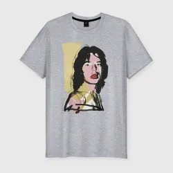 Мужская футболка хлопок Slim Andy Warhol - Mick Jagger pop art