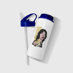 Бутылка для воды с трубочкой Andy Warhol - Mick Jagger pop art - фото 2