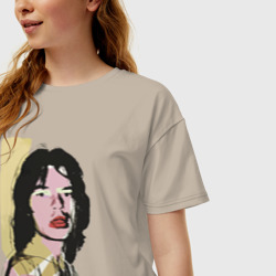 Женская футболка хлопок Oversize Andy Warhol - Mick Jagger pop art - фото 2