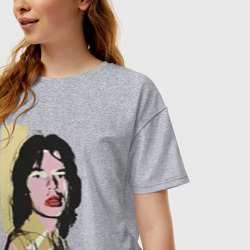 Женская футболка хлопок Oversize Andy Warhol - Mick Jagger pop art - фото 2