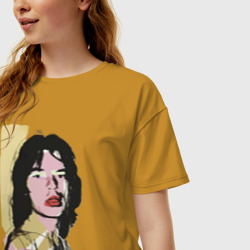 Женская футболка хлопок Oversize Andy Warhol - Mick Jagger pop art - фото 2