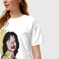 Женская футболка хлопок Oversize Andy Warhol - Mick Jagger pop art - фото 2