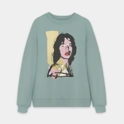 Мужской свитшот oversize без начеса хлопок Andy Warhol - Mick Jagger pop art